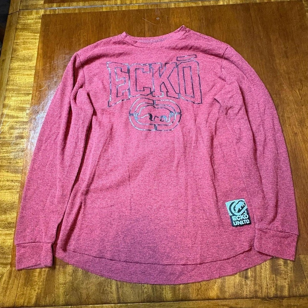 Ecko Unltd Thermal Long‎ Sleeve Graphic Shirt Red Large